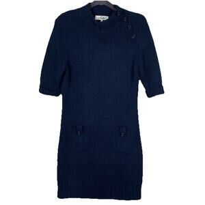 Tibi New York Sweater Dress Size Medium Navy Merino Wool Alpaca Knit Career